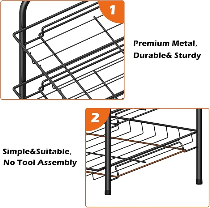 MOOACE Can Rack Organizer, 2 in 1 Can Storage Dispenser Holds up to 72 Cans, Can Organizer for Pantry Kitchen Cabinet, Black