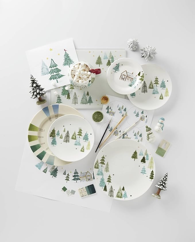 Lane 12-Piece Dinnerware Set, Green, Christmas, Holiday Hosting