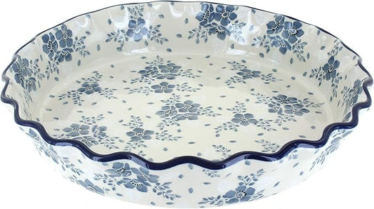 Blue Rose Polish Pottery Blue Fleur Pie Plate