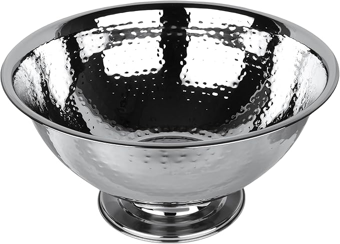 Cruiser’s Caché 16" Footed Champagne Bucket, Beverage Tub, Wine and Champagne Server, Stainless Steel with Hammered Silver Finish