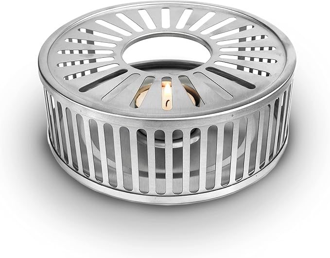 Creano White Stainless Steel Tea Warmer with Tea Light Holder - Stable Rattles Not - Rechaud Suitable for All Teapots