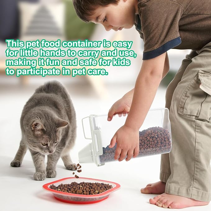 TBMax Rice Container Cereal Storage Container 2 Pack 5 Lbs, Kitchen Pantry Dry Food Storage Holder with Easy-Pouring Spout & Handy Cup, Small Pet Dog Cat Food Dispenser for Daily Feeding -Beige