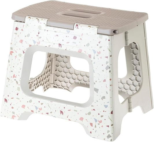 Vigar Compact Step Stool Foldable, 10-1/2-inch Step Stools for Adults up to 330 Pound, Lightweight Stool, Non-Slip Folding Step Stool, Terrazzo Body