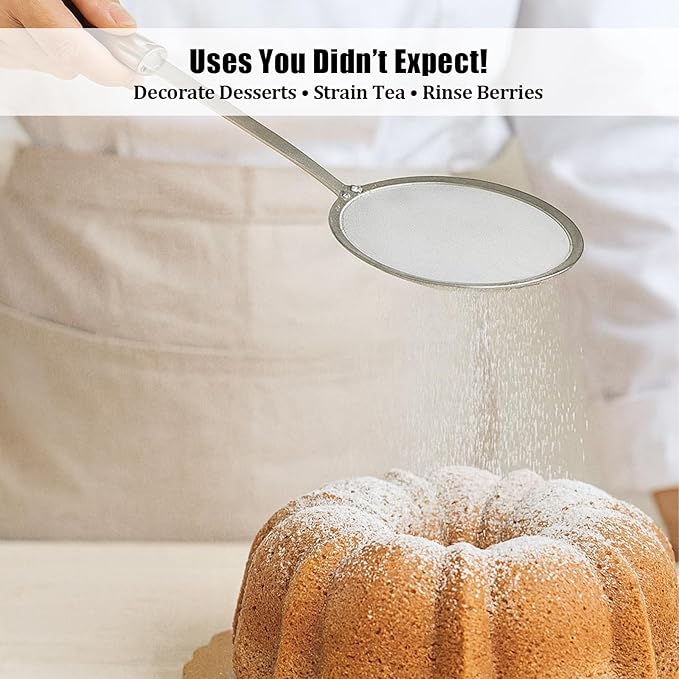 3 Pack Fat Skimmer Spoon Multi-Functional Stainless Steel Hot Pot Fat Strainer with Fine Mesh (4”, 4.7”, 5.5”) Long Handle for Frying, Soup, Quinoa, Miso