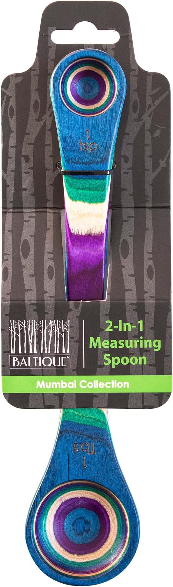 Totally Bamboo Baltique Mumbai Collection 2-in-1 Wooden Measuring Spoon with Tablespoon and Teaspoon Measurements