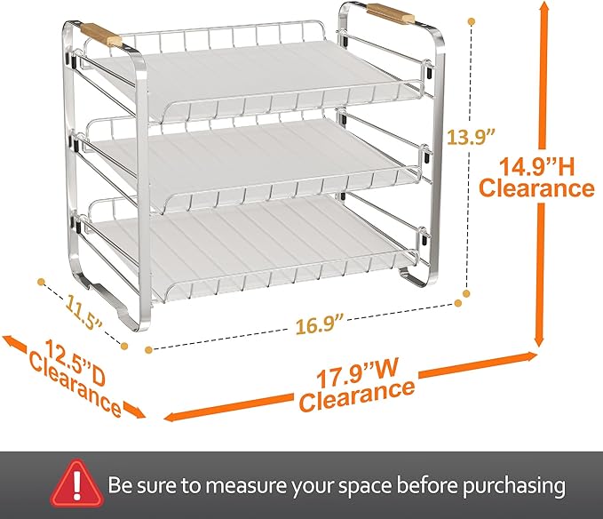 MAXIFFE 3 Tier Can Organizer for Pantry, Space-Saving Adjustable Easy Assembly Metal Sturdy Hold 36 Cans Storage Rack Holder Dispenser for Kitchen Countertop Cabinet RV, for Soda Drinks Fruits, Chrome