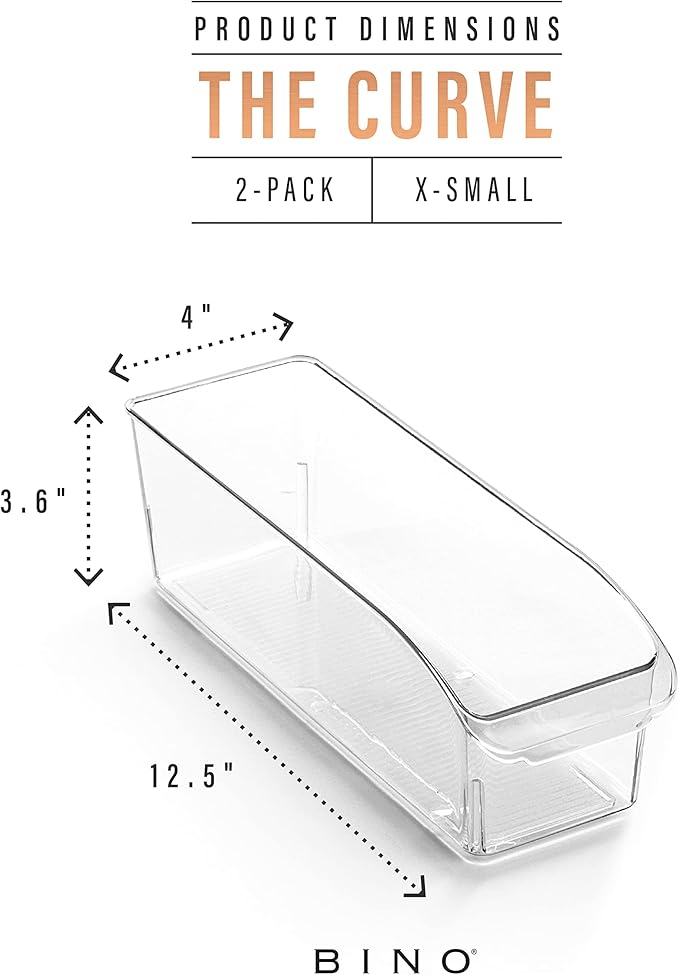 BINO | Plastic Storage Bins, Small | THE CURVE COLLECTION | Multi-Use Organizer Bins | Storage Containers Kitchen, Pantry and Home Organization | Fridge Organizers | Pantry Organization and Storage