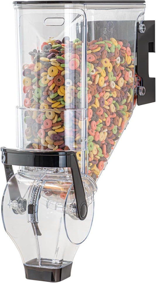 Restaurantware-Met Lux 3.4 Gallon Dry Food Dispenser, 1 Airtight Cereal Dispenser - Wall-Mounted, Single Control, 1 Black Plastic Grain Holder, For Snacks, Nuts, Or Coffee Beans
