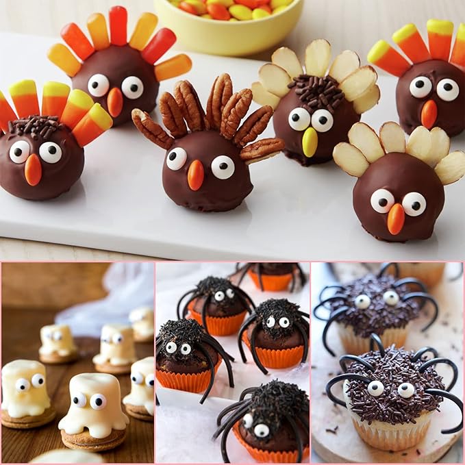 Candy Eyes for Decorating Edible Small Candy Eyes Eyeballs Halloween Sprinkles for Cake Cupcakes Toppers Cookies Baking Decoratings Christmas (7mm Eyes)