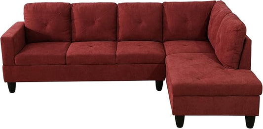 NicBex L Shaped Couch Sectional Couches for Living Room 2 Pieces Modern Sectional Sofa with Right Chaise Sectional Couch with Solid Frame for Living Room, Flannelette, Red