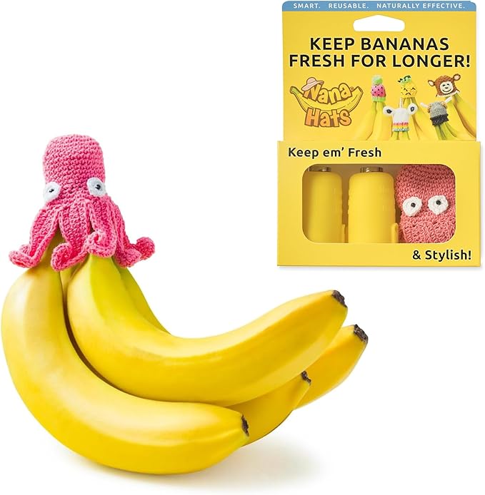 NANA HATS Banana Freshness Preserver, Keep Bananas Fresh Longer, Ideal for Organic Bananas, Innovative Banana Holder for Home Use, Extend Freshness of Your Fruit, AS SEEN ON SHARK TANK, Octopus