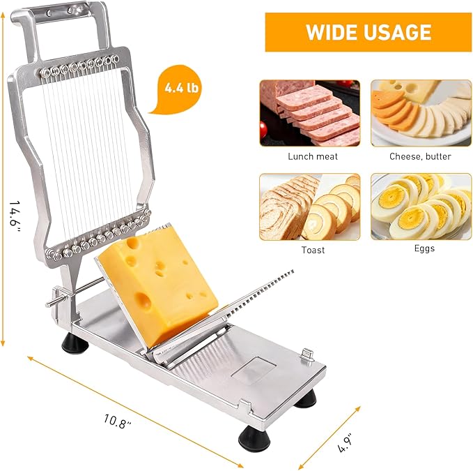 Commercial Cheese Slicer With Wire 6mm Cheese Cutter Butter Cutting Board Machine Aluminum Alloy Commercial Cheese Slicer with 316 Stainless Steel Wire Kitchen Cooking Baking Tool