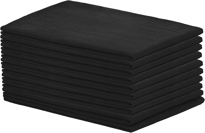 Organic Cotton Black Tea Towels - 100% Cotton, 10-Pack, Reusable and Washable Black Flour Sack Towels for Kitchen - Extra Large 27"x27", Durable Black Dish Towels with Hanging Loop (Black)