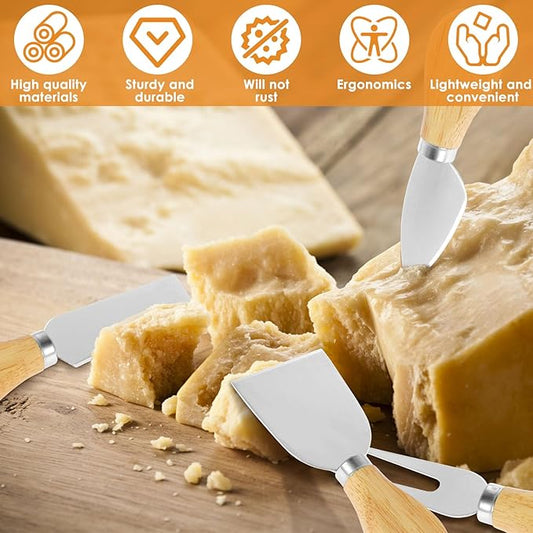 32Pcs Cheese Spreader Set with Wooden Handle Stainless Steel Butter Cutter Spreader Portable Cheese Cutting Spatula Rustproof Spatula Cheese Slicer Reusable Butter Spreader Tool for Cream Cheese