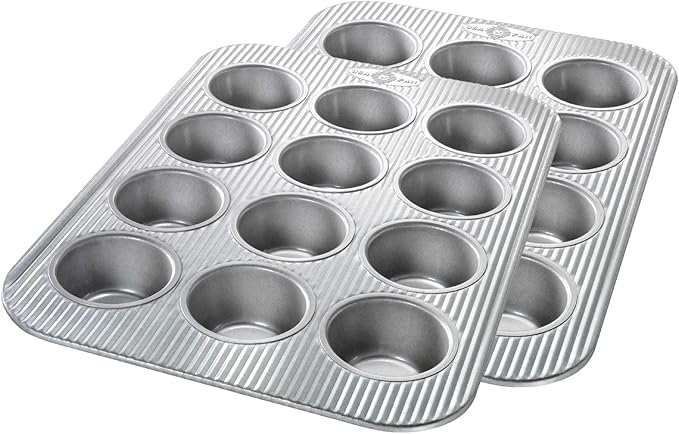 USA Pan Bakeware Muffin Pan, 12-Well, Set of 2, Aluminized Steel