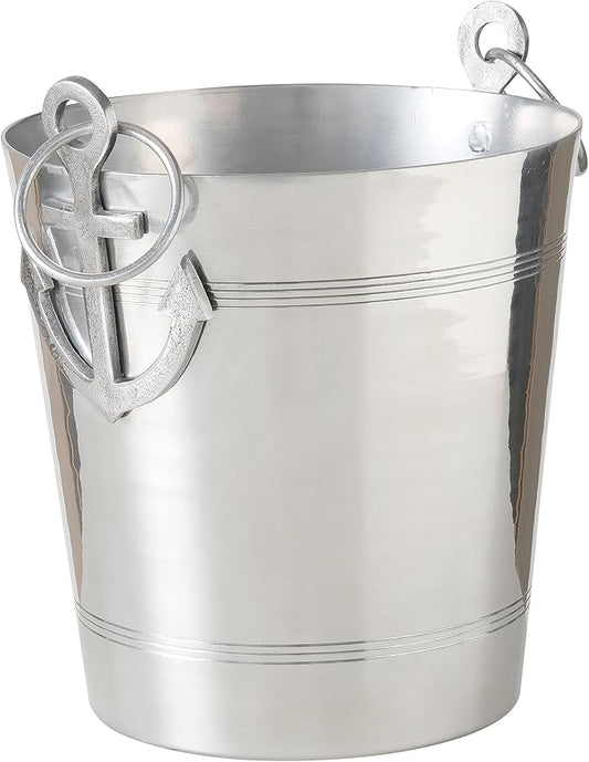 WHW Whole House Worlds Anchors Ice Bucket, Luxury Wine Cooler with Handles and Loops, Aluminum, 12.25 Inches