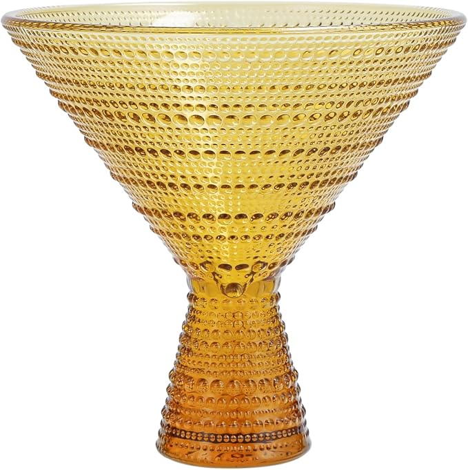 Fortessa Jupiter Beaded Hobnail Glass, 11.5 Ounce Martini (Set of 4), Amber