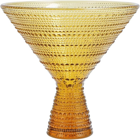 Fortessa Jupiter Beaded Hobnail Glass, 11.5 Ounce Martini (Set of 4), Amber
