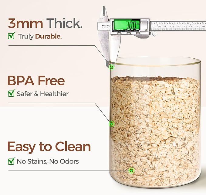 ComSaf Half Gallon Cookie Jar, Large Glass Jar with Lid Set of 2, 1.8 Qt Glass Food Storage Containers, Flour Sugar Storage Containers for Candy Cereal Nuts Beans, Canisters Sets for The Kitchen