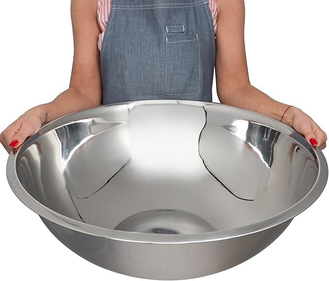 WHYSKO® Large Mixing Bowls, Set of 3 Stainless Steel 30 Quart Bowls for Restaurants, Food Service, Caterers and Home Kitchen Use, Rust Proof Bowls Great for Meal Prep, Baking, Serving, Food Storage
