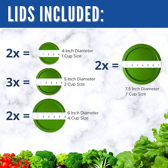 Replacement Lids for Pyrex Glass Foood Storage Containers Containers Round (2) 1-Cup (3) 2-Cup (2) 4-Cup (2) 7-Cup (Green)
