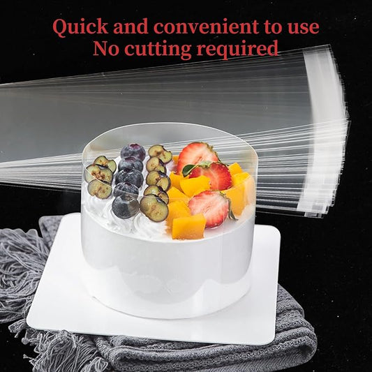 Cake Collar, Transparent Cake Rolls, Clear Cake Strips, DIY Acetate Sheet, Surrounding Edge for Baking Decorate, Chocolate Mousse Cake Elegant Cake Wrapping 100pcs 3.2"x 10.2"