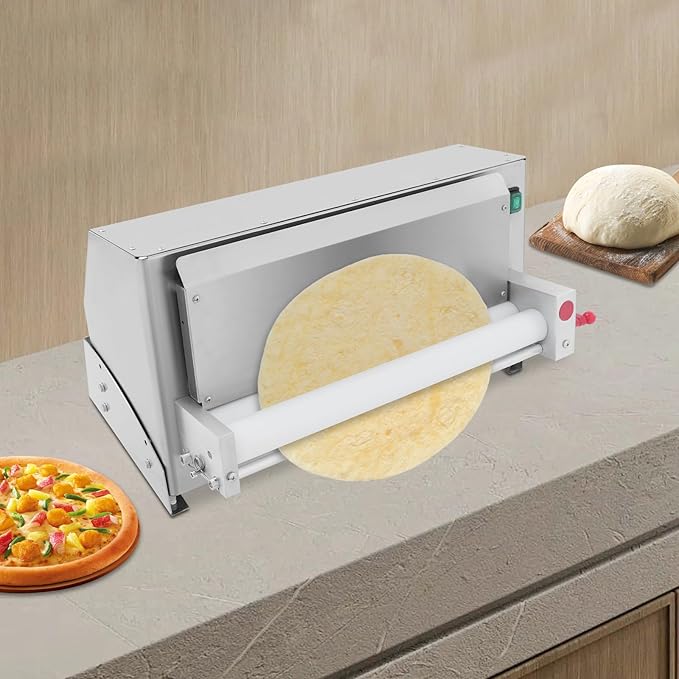 Pizza Dough Roller, 3-18" Automatic Dough Sheeter, 110V 450W Electric Pizza Press Making Rolling Machine - 1-5.5mm Thickness Adjustable for Making Fondant Cakes or Pizza Bases and Crusts
