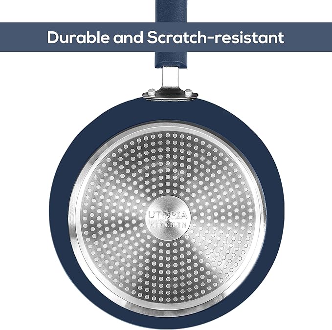 Utopia Kitchen Nonstick Cookware 3 Piece Set, Non-Stick Frying Pans with Induction Bottom, 8, 9.5 & 11 Inches Frying Pans with Bakelite Handles, PFOA Free, Midnight Blue & Black