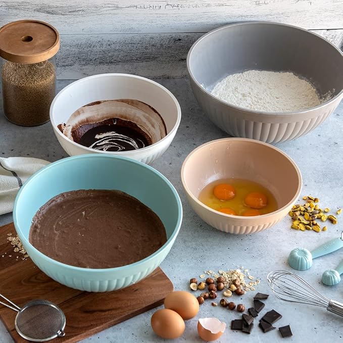 Nordic Ware Prep and Serve Mixing Bowls Set, 8-Piece, Earth-Tones