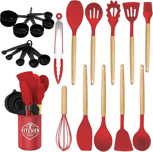 22 Pcs Silicone Kitchen Cooking Utensils Set, 446°F Heat Resistant Non-Stick Silicone Spatula Sets,Spoon,Kitchen Utensil Gadgets Tools Set Kitchen Gadgets for Cookware,Dishwasher Safe BPA Free