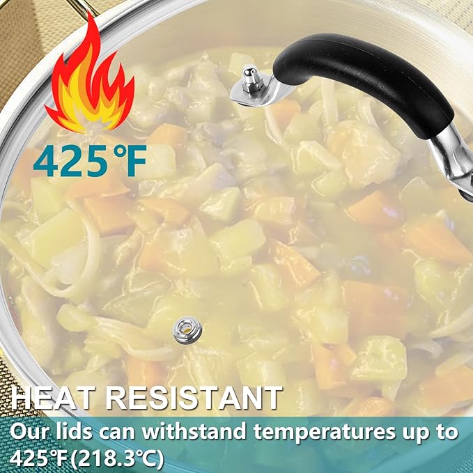 8 Inch Pan Lid - Glass Lid with Stainless Steel Handle for Frying Pan and Pots (8" Lid)