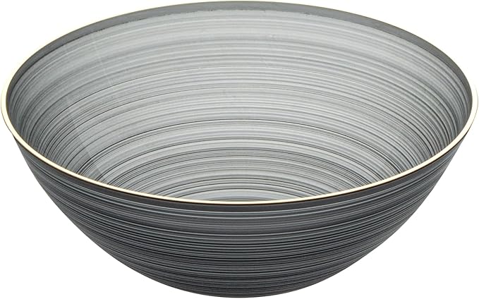 Restaurantware Plastic Bowls 20 Pcs 16 oz Gold Rimmed Disposable Soup Bowls Heavy-Duty Black Translucent Rippled Dinnerware Containers for Party, Desserts, Salads, Snacks, and Catering