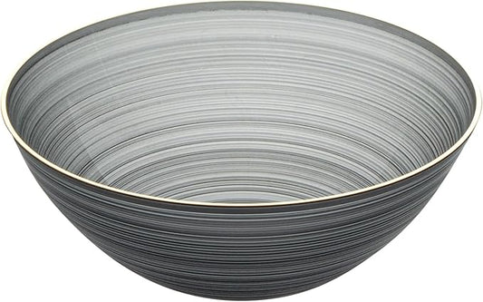 Restaurantware Plastic Bowls 20 Pcs 16 oz Gold Rimmed Disposable Soup Bowls Heavy-Duty Black Translucent Rippled Dinnerware Containers for Party, Desserts, Salads, Snacks, and Catering