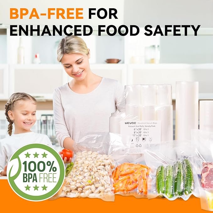 [2024 New] 6" x 50', 8" x 50' and 11" x 50' 3 Pack Rolls, Vacuum Sealer Rolls Bags for Food, Great for Food Storage, Sous Vide and Meal Prep, Wevac Lite