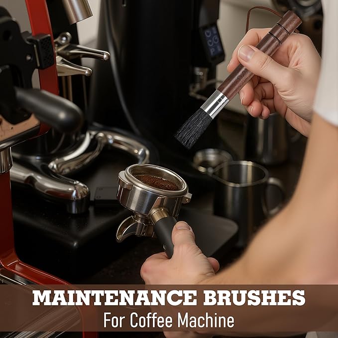 Takavu Coffee Grinder Cleaning Kit – 5pcs Boar Bristle Grinder Brush, Detail Scrub Brush, Steam Wand Brushes & Microfiber Towel for Espresso Machine Coffee Maker Pour Over