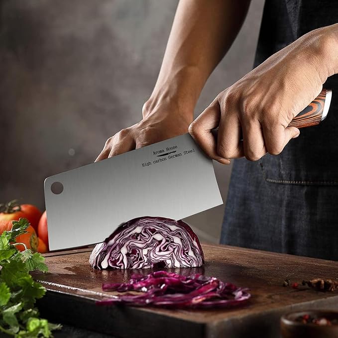 Cleaver Knife Ultra Sharp Meat Cleaver 7 inch Butcher Knife. High Carbon German Stainless Steel Chef Knives for Kitchen and Restaurant