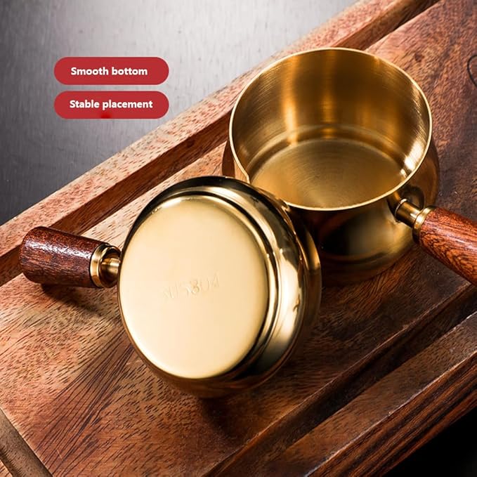 Mini Sauce Pan, 304 Stainless Steel Melting Pot, Dipping Bowls for Chocolate, Vinegar, Barbecue, Butter, Coffee, Milk Warmer for Tea, Soup - 2PCS (Rose Gold, 60ML)