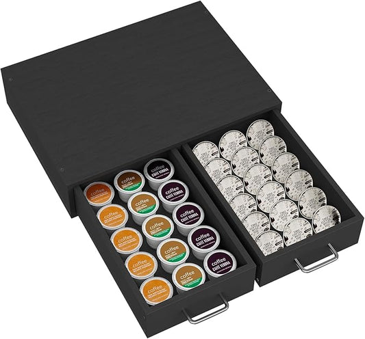 Simple Trending K Cup Organizer Coffee Pod Storage Box, Tea Organizer Holder and Drawer Storage Holds, 30 Pods Capacity, Black