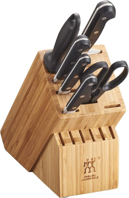 ZWILLING Professional S Knife Set with Block, Chef’s Knife, Serrated Utility Knife, 7 Piece, Bamboo