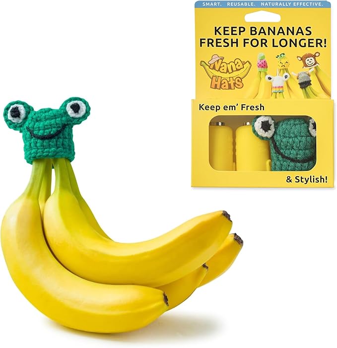 NANA HATS Banana Freshness Preserver, Keep Bananas Fresh Longer, Ideal for Organic Bananas, Innovative Banana Holder for Home Use, Extend Freshness of Your Fruit, AS SEEN ON SHARK TANK, Frog