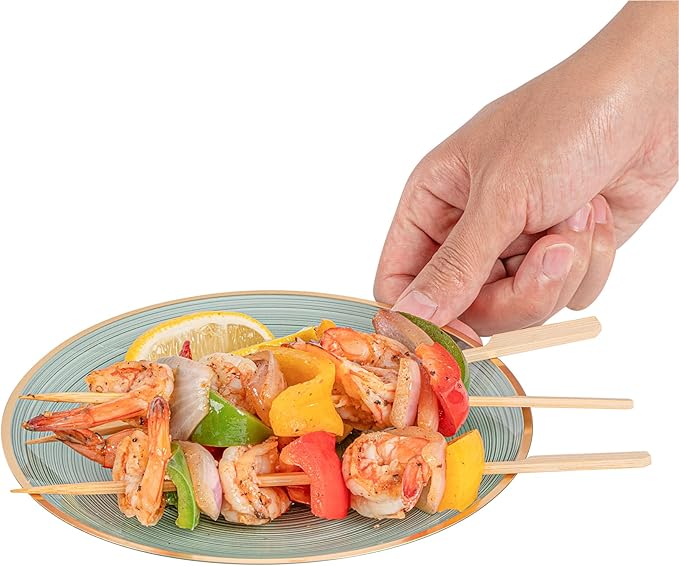 Restaurantware Plastic Plates 20 Pcs 7.25" Gold Rimmed Disposable Plates Heavy-Duty Green Translucent Rippled Plastic Dinner Servers for Party, Weddings, Salads, Desserts, and Appetizers