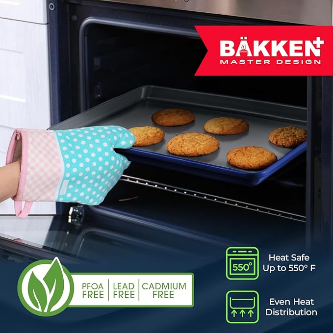 BAKKENMASTER Square Cake Pan - Aluminized Steel, Ceramic Non-Stick Coating, Non-Toxic, Ideal Size, Heavy-Duty, Elevate Your Baking with Durability and Style