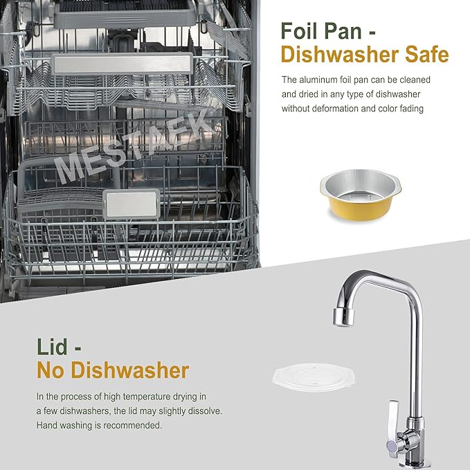 7.8" Extra-Deep Aluminum Foil Pans with Integrated Handles and Snap-On Lids (10 pcs) | 2X Thickness Heavy-Duty Reusable Tin for Baking and Cooking