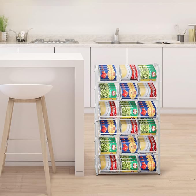 BTY Can Organizer for Pantry Stackable Can Rack Organizer 2 Pack Stacking Can Storage Dispensers 3 Tier Small Space Holds up to 36 Cans for Pantry, Kitchen, Cabinet White