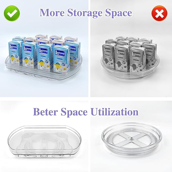 360° Rotating Lazy Susan Turntable Organizer - Multifunctional 11.8" x 8.7" Rectangular Organizer for Refrigerator, Cabinet, Pantry, and Kitchen Countertop