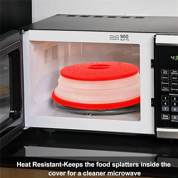 WENWELL Microwave Splatter Cover for Food,Micowave Cooking Splash Guard,Kitchen dish bowl Plate Proof lid,Dishwasher-Safe,BPA-Free Silicone & Plastic,10.5 Inchs 2 pcs