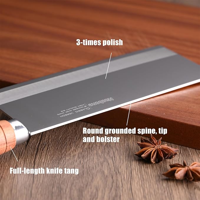 Meat Cleaver 8 Inch Professional Chinese Cleaver Knife Chefs Knife Stainless Steel Sharp Vegetable Knife Non-stick Rosewood Handle for Homes Restaurants Caidao Gift Box