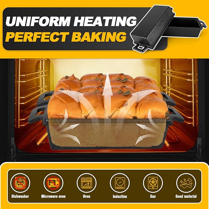 Cast Iron Bread Pan with Lid 9×5 Inch, 2 in 1 Cast Iron loaf pan with lid Bread Pans for Homemade Sourdough Bread Baking Pan, 2 Piece Set