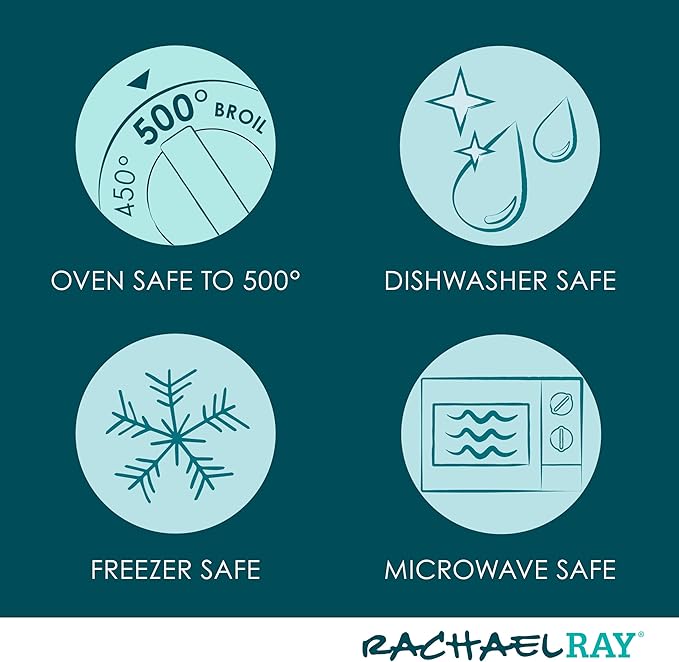 Rachael Ray Ceramics Au Gratin Set, Oval, Two 12-ounce, Light Sea Salt Gray