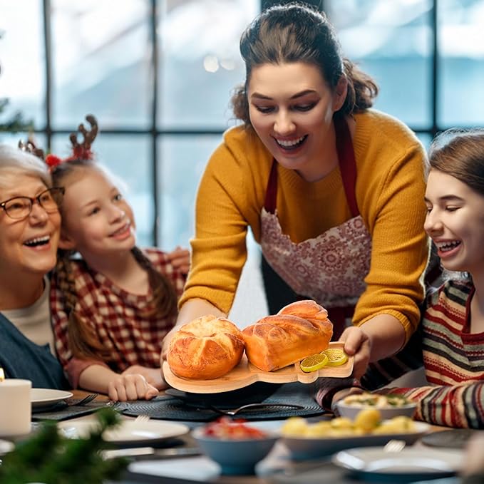 AWIZOM Snowman Wooden Serving Tray Christmas Bamboo Platter Winter Snowman Shape Charcuterie Board Decorative Wood Snack Dish Plate for Xmas Holiday Housewarming Present,14.17x8.15x0.59 Inch